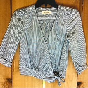 Madewell blue striped wrap top